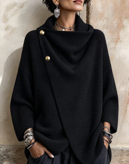 🤲LAST DAY SAVE 49% ⏰Relaxed Chic Knitted Asymmetric Button-up Top