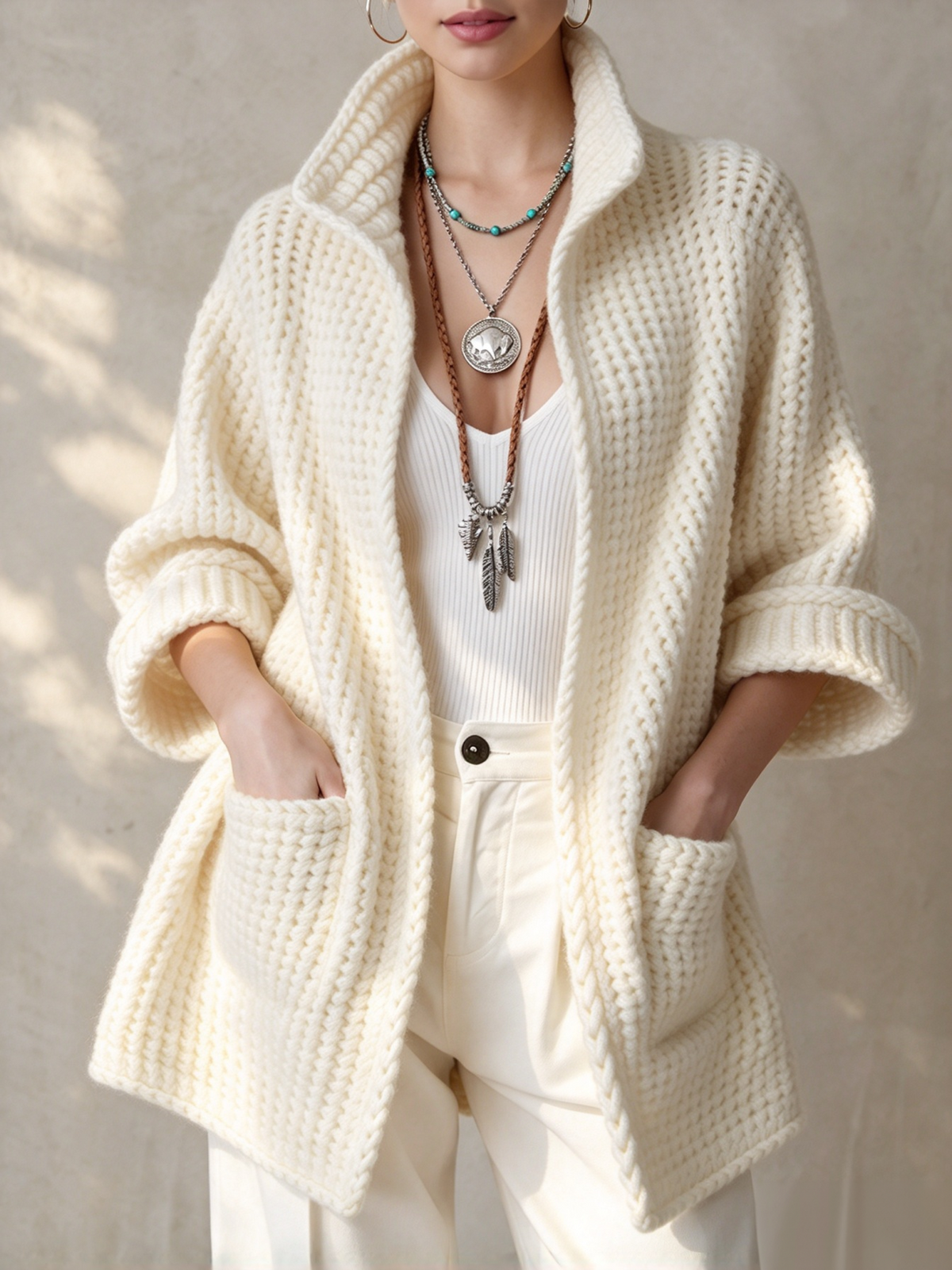 🤲LAST DAY SAVE 49% ⏰Cozy Textured Knit Open-Front Cardigan