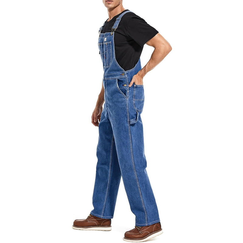 🤲Last Day Promotion🔥Men's Denim Bib Overalls,  Workwear with Adjustable Straps and Convenient Tool Pockets