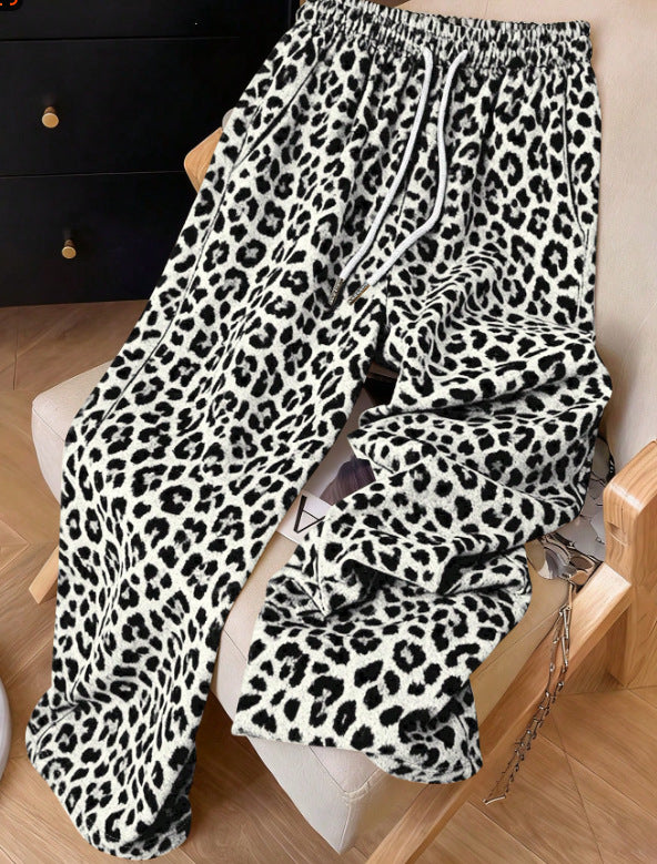 💚Leopard Print Casual Trousers with Side Pockets