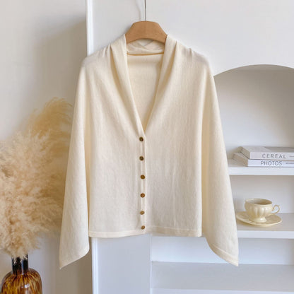 4pcs-Women's Soft Wool-Blend Wrap Cardigan – Cozy Open-Front Shawl Sweater for Fall