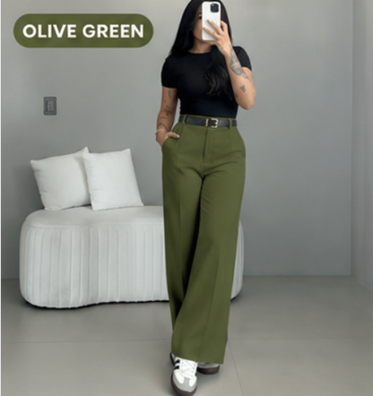 🤲LAST DAY SAVE 49% ⏰HIGH WAIST WIDE LEG PANTS-Free belt