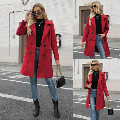 🤲Women's Winter Wool Blend Camel Mid-Long Coat