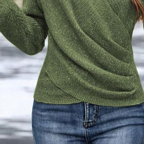HVT Womens 2025 V Neck Sweater Criss Cross Pullover Long Sleeve Knit Casual Fall Tops