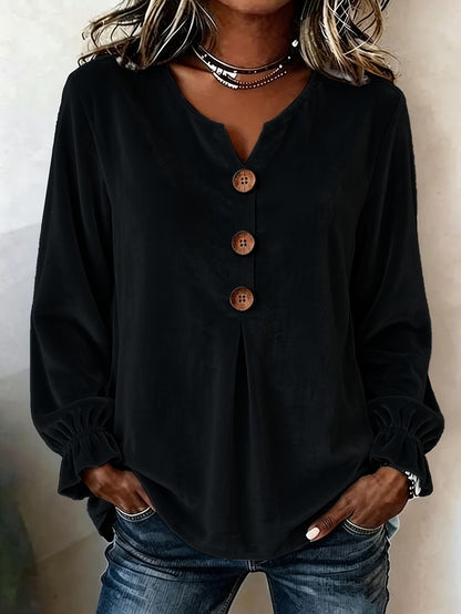 🌷Women's Shirt Velvet Solid Color Plain Elegant Bohemia Vacation Long Sleeve V Neck Long Tops Casual Blue Black Pink Red Green Fall Winter