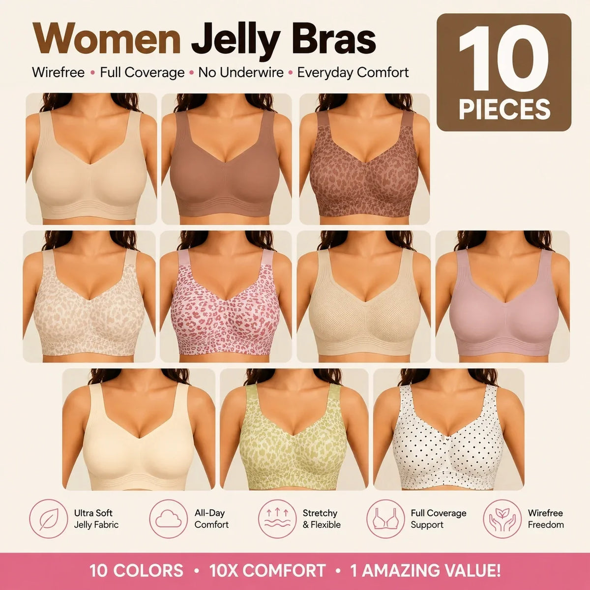 🤲Limited-Time Offer - Women Jelly Bras Wirefree Full Coverage No Underwire