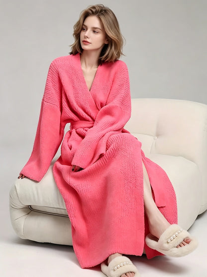 🌷Women's Thickened Thermal Lined Plush Bathrobe with Pockets - Oversized Casual Loungewear