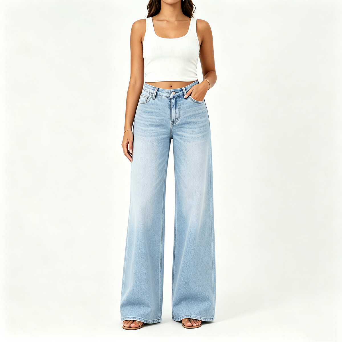 🤲Rise Baggy Stretchy Wide Leg Jeans