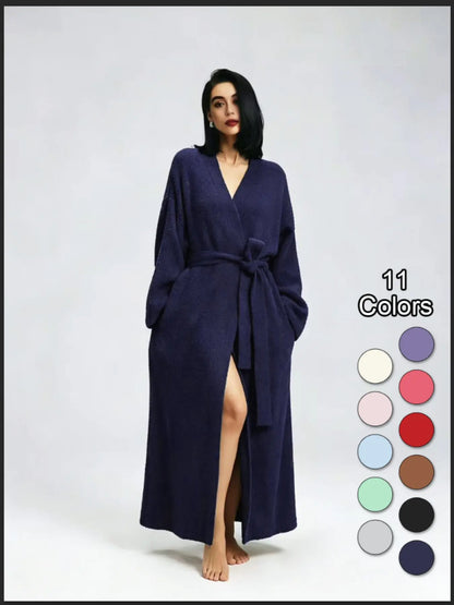 🌷Women's Thickened Thermal Lined Plush Bathrobe with Pockets - Oversized Casual Loungewear