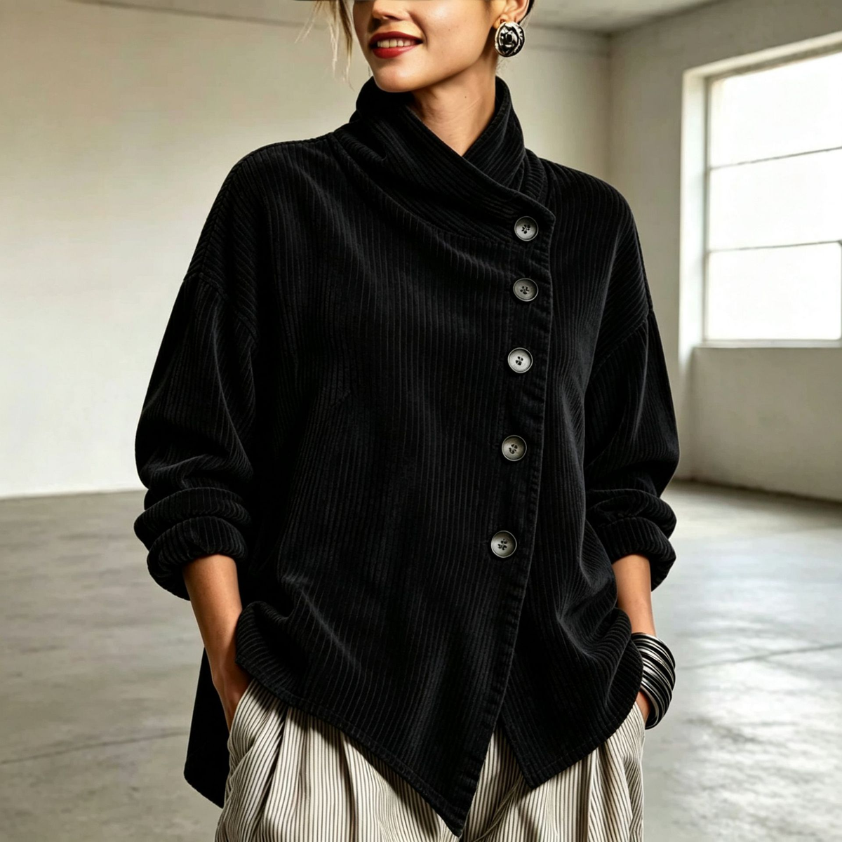 🤲LAST DAY SAVE 49%🔥Chic Oversized Asymmetrical Denim Shirt
