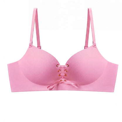 LUCKMEEY Drawstring Push Up Bra Wireless Lace Up