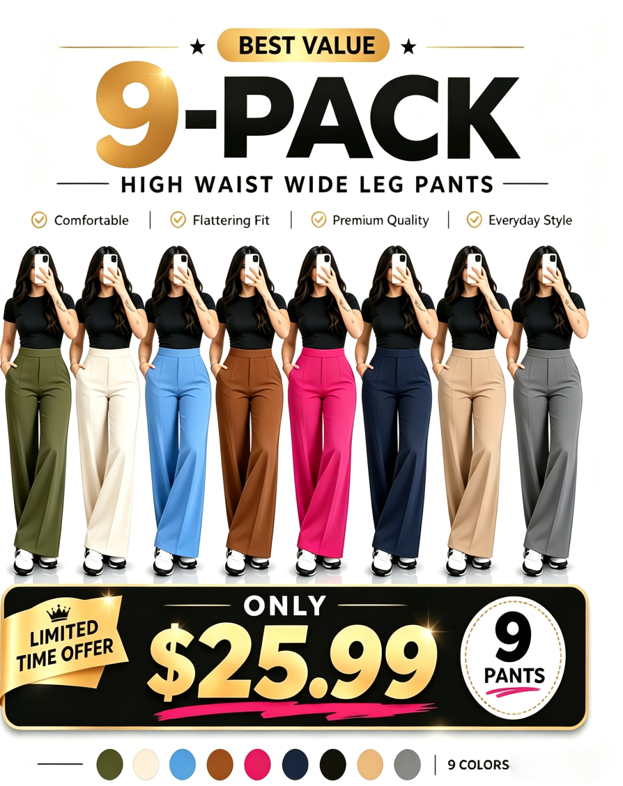 🤲LAST DAY SAVE 49% ⏰HIGH WAIST WIDE LEG PANTS-Free belt