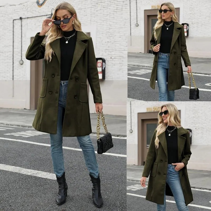 🤲Women's Winter Wool Blend Camel Mid-Long Coat