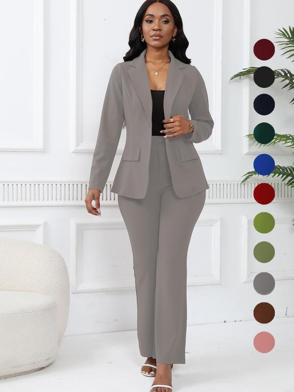 🤲Women's elegant business solid color long-sleeved two-piece suit