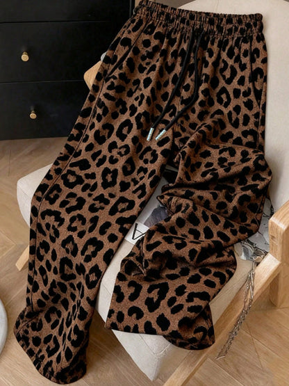 💚Leopard Print Casual Trousers with Side Pockets