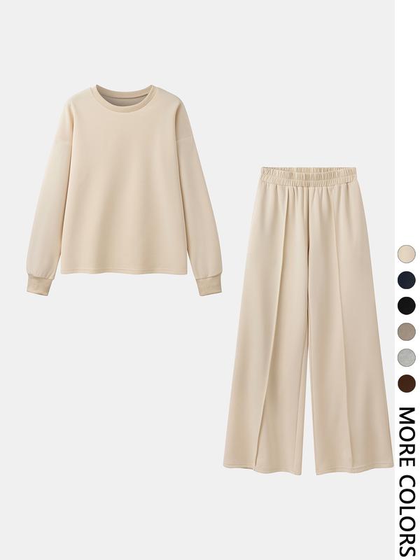 🌷 6-PCS| Casual Solid Color Sweatshirt & Pants Set for Outdoor Comfort