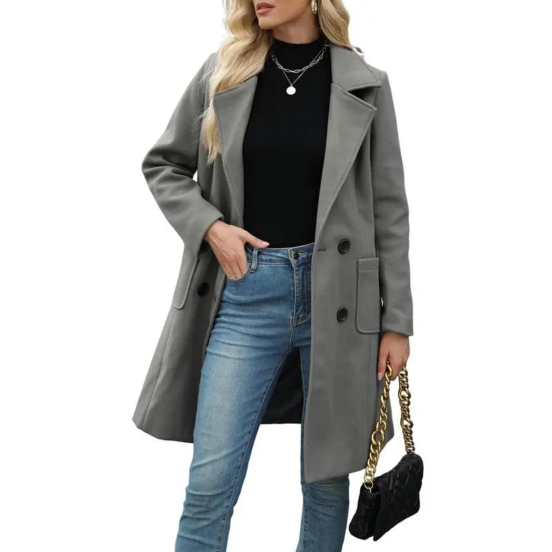 🤲Women's Winter Wool Blend Camel Mid-Long Coat