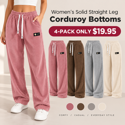💚LAST DAY SALEWomen's Solid Straight Leg Corduroy Bottoms-100% Cotton