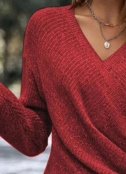 HVT Womens 2025 V Neck Sweater Criss Cross Pullover Long Sleeve Knit Casual Fall Tops