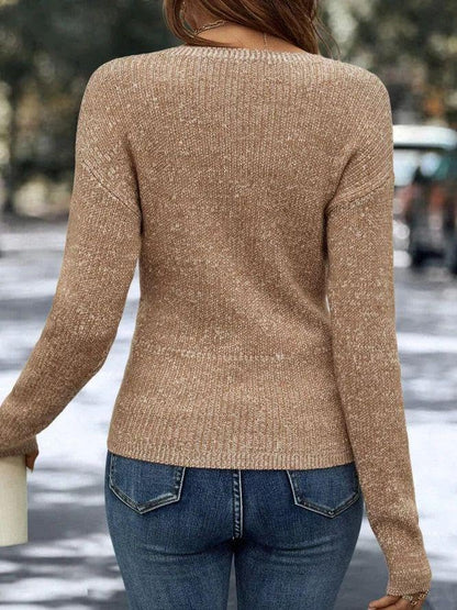 HVT Womens 2025 V Neck Sweater Criss Cross Pullover Long Sleeve Knit Casual Fall Tops