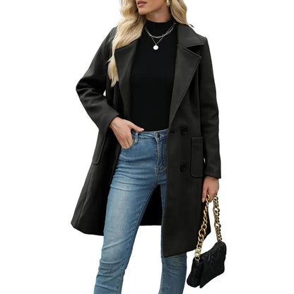 🤲Women's Winter Wool Blend Camel Mid-Long Coat