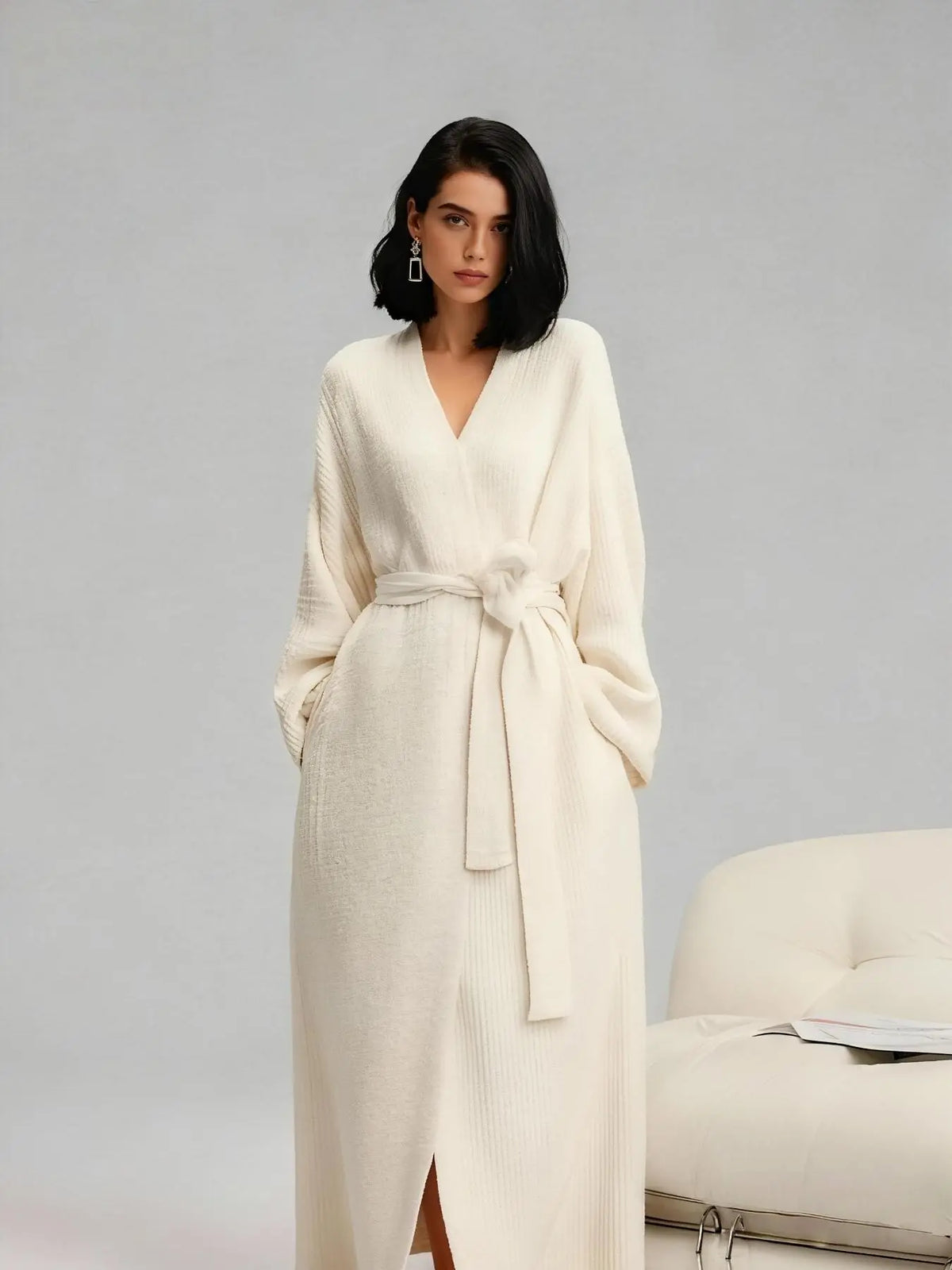 🌷Women's Thickened Thermal Lined Plush Bathrobe with Pockets - Oversized Casual Loungewear