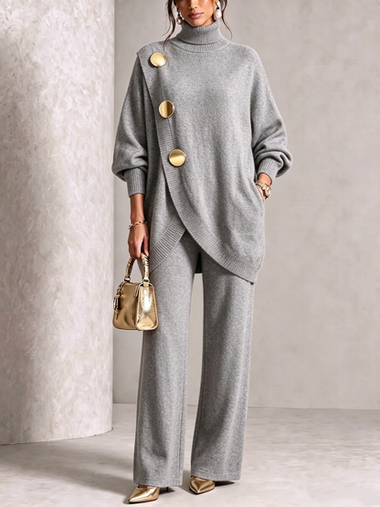 🤲 Elegant Knit Asymmetrical Button Set