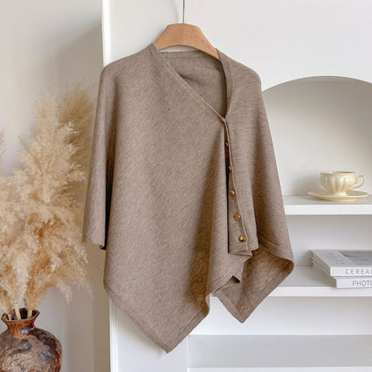 4pcs-Women's Soft Wool-Blend Wrap Cardigan – Cozy Open-Front Shawl Sweater for Fall