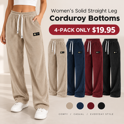 💚LAST DAY SALEWomen's Solid Straight Leg Corduroy Bottoms-100% Cotton