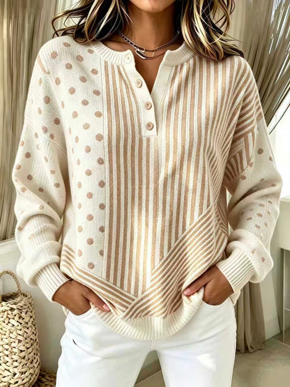 🤲LAST DAY SAVE 49% ⏰Chic Vibrant Orange Mixed-pattern Knit Sweater