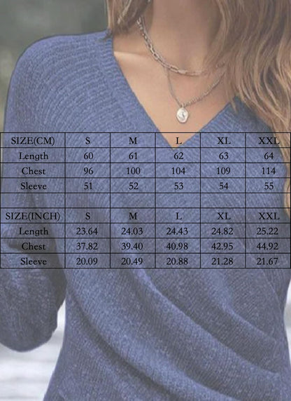 HVT Womens 2025 V Neck Sweater Criss Cross Pullover Long Sleeve Knit Casual Fall Tops