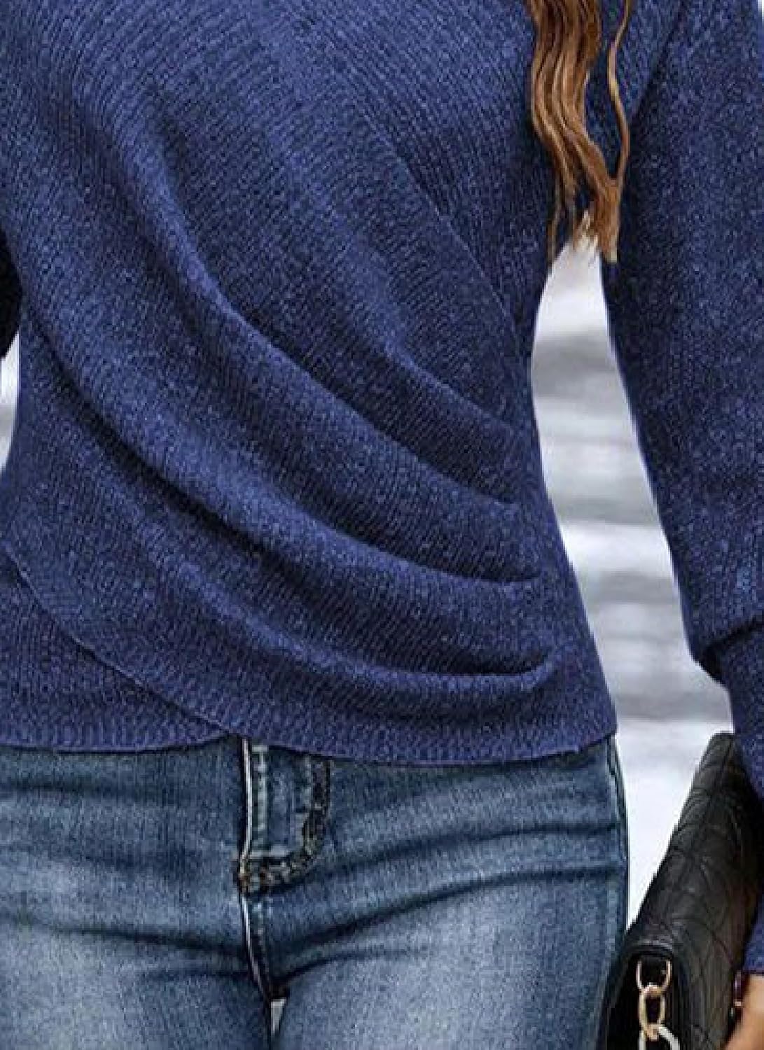 HVT Womens 2025 V Neck Sweater Criss Cross Pullover Long Sleeve Knit Casual Fall Tops