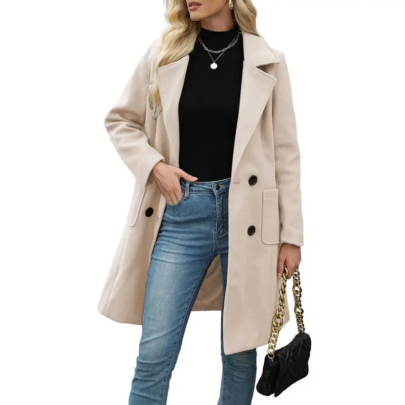 🤲Women's Winter Wool Blend Camel Mid-Long Coat
