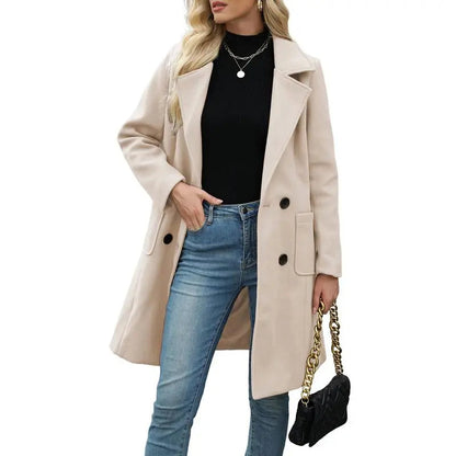 🤲Women's Winter Wool Blend Camel Mid-Long Coat