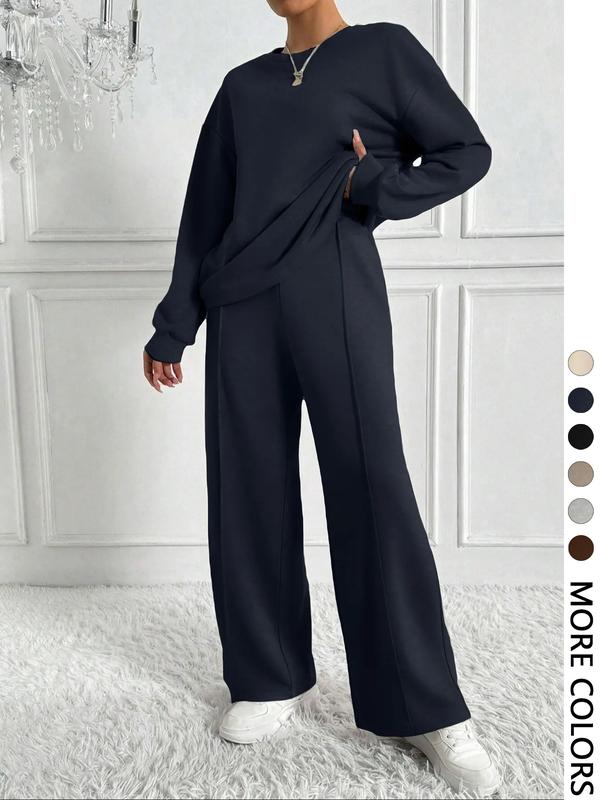 🌷 6-PCS| Casual Solid Color Sweatshirt & Pants Set for Outdoor Comfort