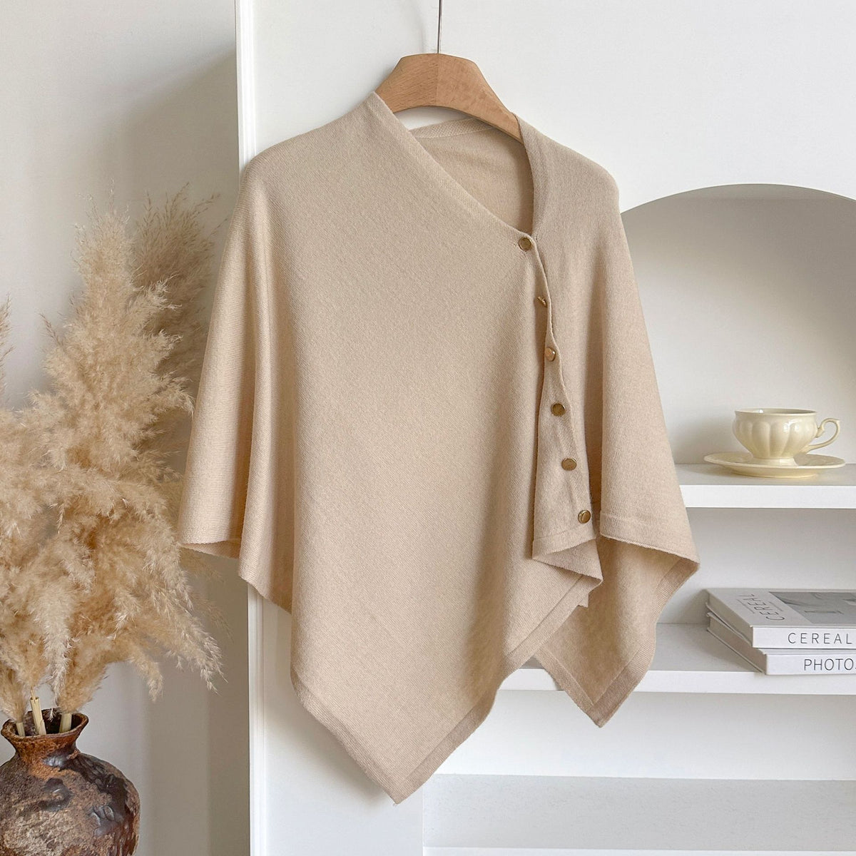Women's Soft Wool-Blend Wrap Cardigan – Cozy Open-Front Shawl Sweater for Fall