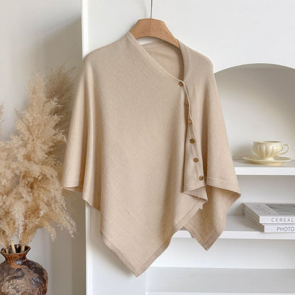 Women's Soft Wool-Blend Wrap Cardigan – Cozy Open-Front Shawl Sweater for Fall