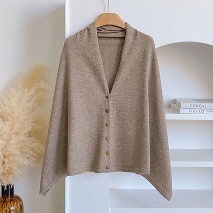 Women's Soft Wool-Blend Wrap Cardigan – Cozy Open-Front Shawl Sweater for Fall