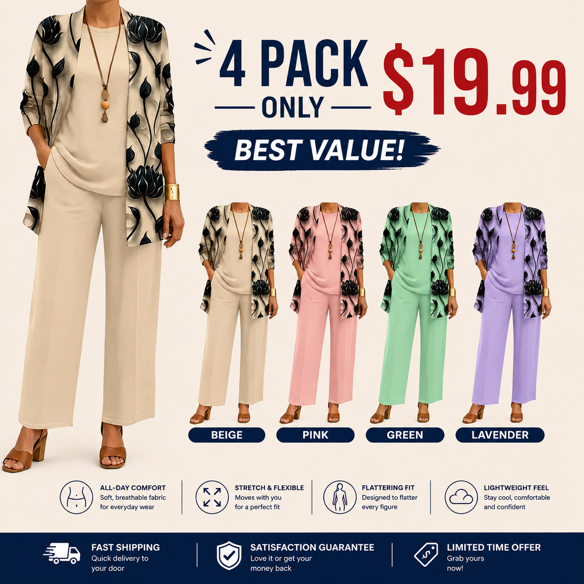 🤲Women’s Elegant Printed 3-Piece Set