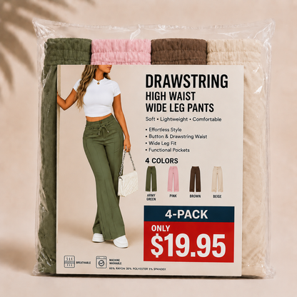 🤲⚡New Summer Drawstring High Waist Wide Leg Pants