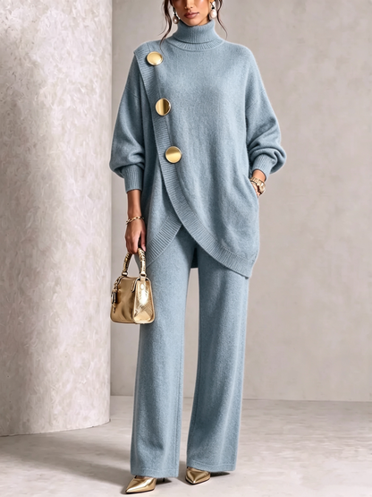 🤲 Elegant Knit Asymmetrical Button Set