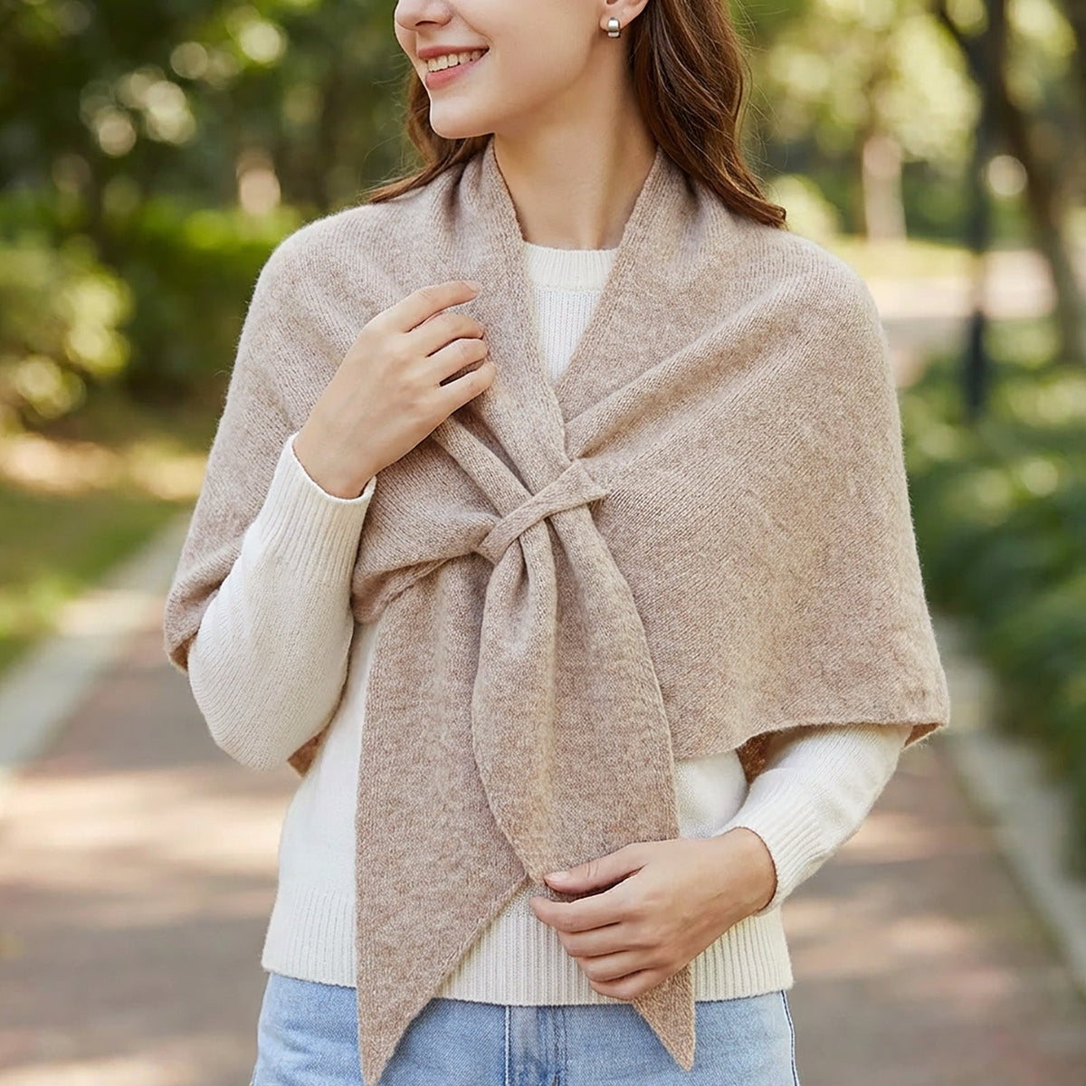 Wrapables Thick Wool Blend Triangle Winter Scarf Shawl for Women