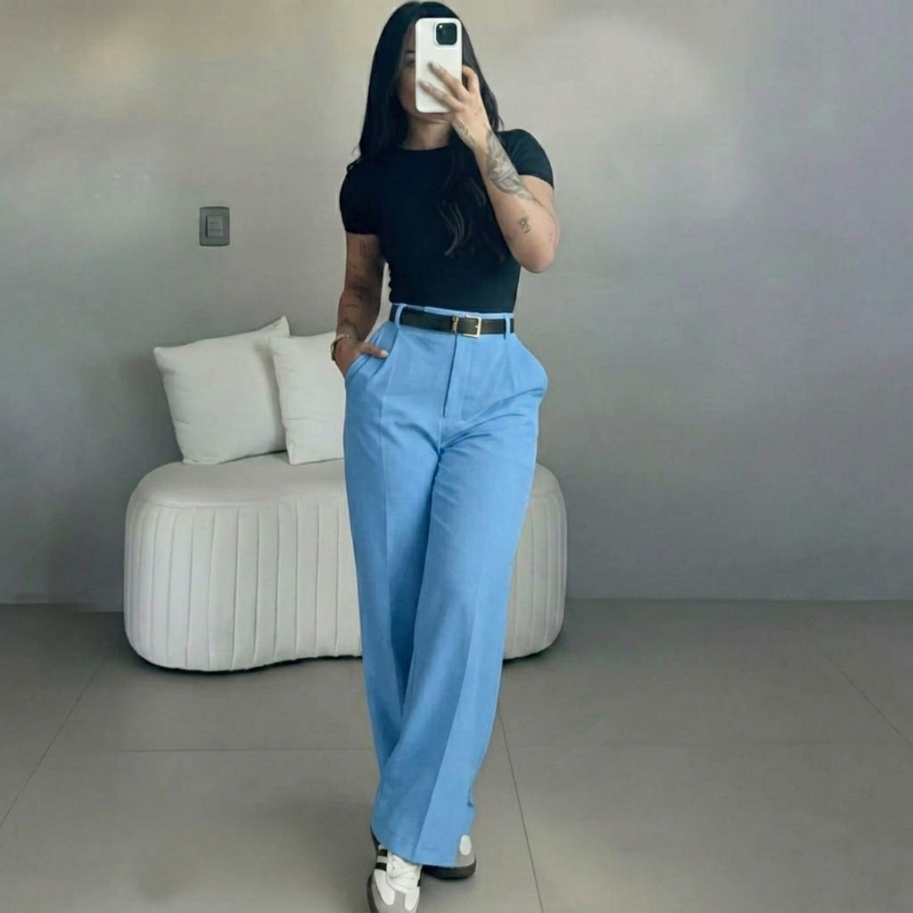 🤲Women's High Waisted Straight Leg Suit Pants Flowy Drape Casual Office Long Trousers with Slimming Effect for Daily Versatile Wear