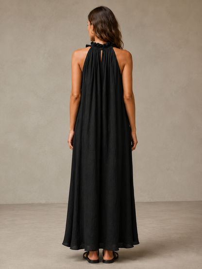 🌷 Elegant Flowy Maxi Dress | Comfortable Halter Neck Summer Dress for Beach, Vacation & Special Days