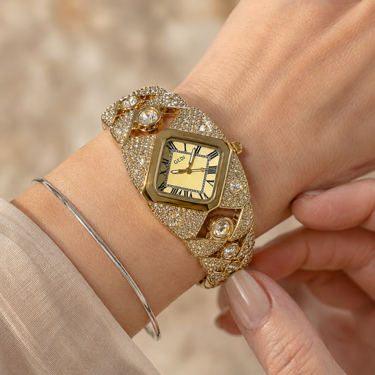 💚Lastfive – Rhombus Crystal Dial Link Bracelet Watch