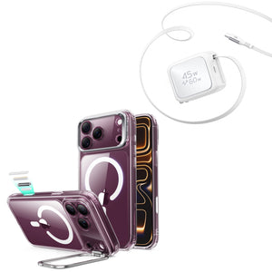 💚iPhone Duo Atelier Silicone Leather Magnetic Case with Flex Stand - Deep Burgundy