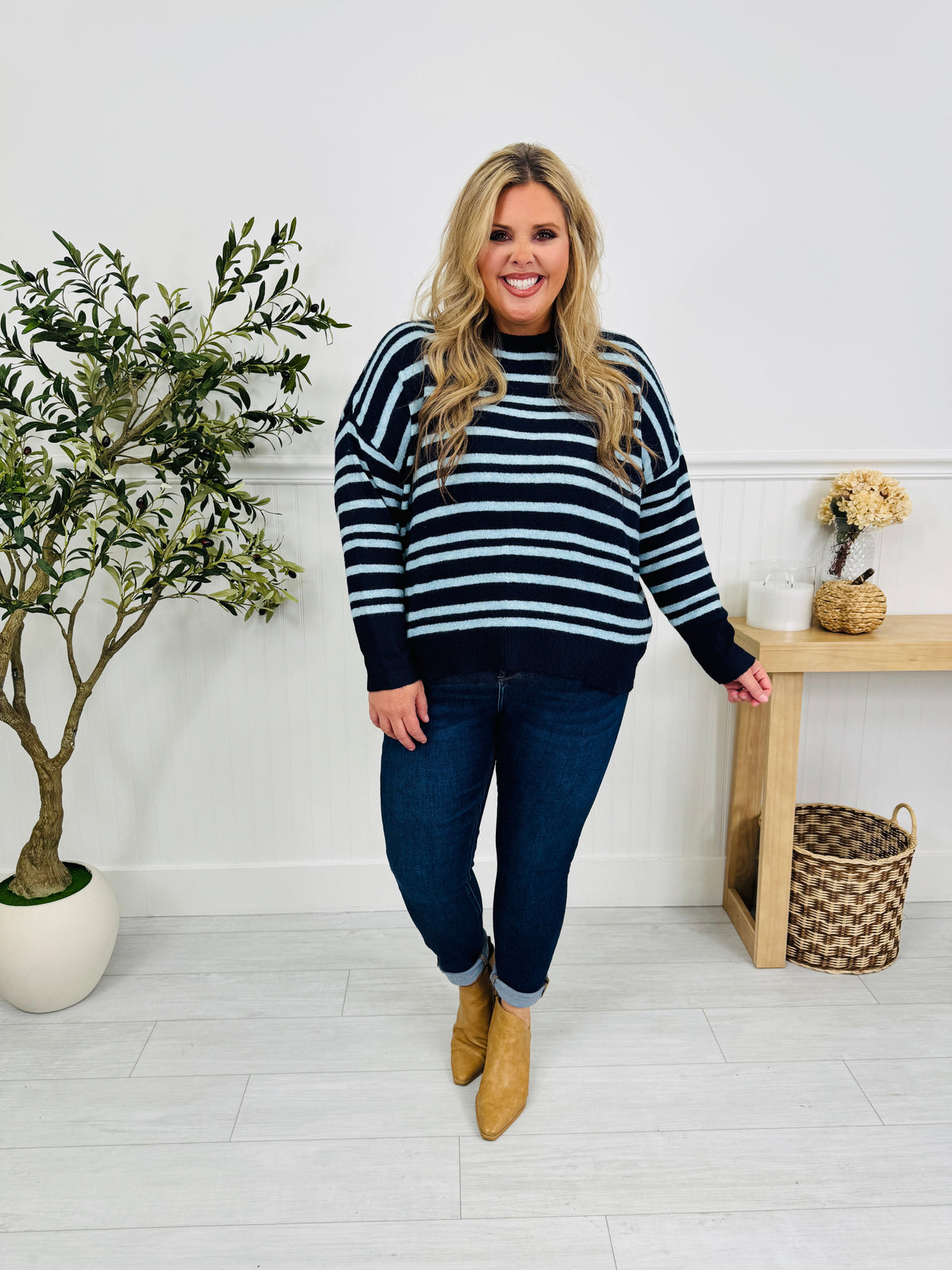 Soft Seasons Sweater In Navy