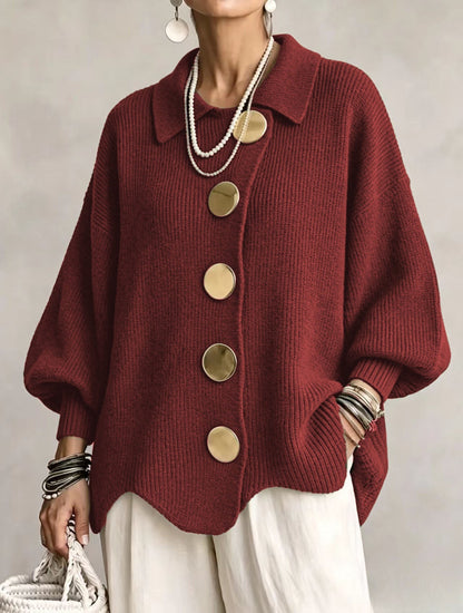 🤲LAST DAY SAVE 49% ⏰Oversized Collared Knit Cardigan With Large Metal Buttons