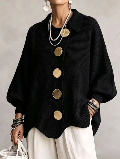 🤲LAST DAY SAVE 49% ⏰Oversized Collared Knit Cardigan With Large Metal Buttons