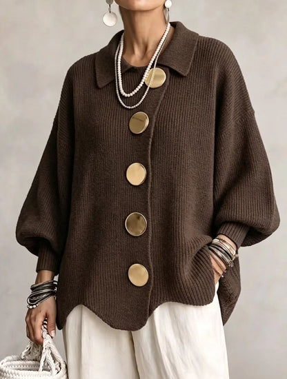 🤲LAST DAY SAVE 49% ⏰Oversized Collared Knit Cardigan With Large Metal Buttons